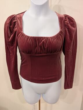1425 - Shop Neighbor Velvet Plum Top - NWT  - Size Small